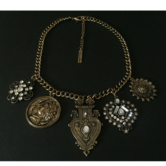 Oscar de la Renta Coin Antiqued Finish Necklace - Picture 6 of 8